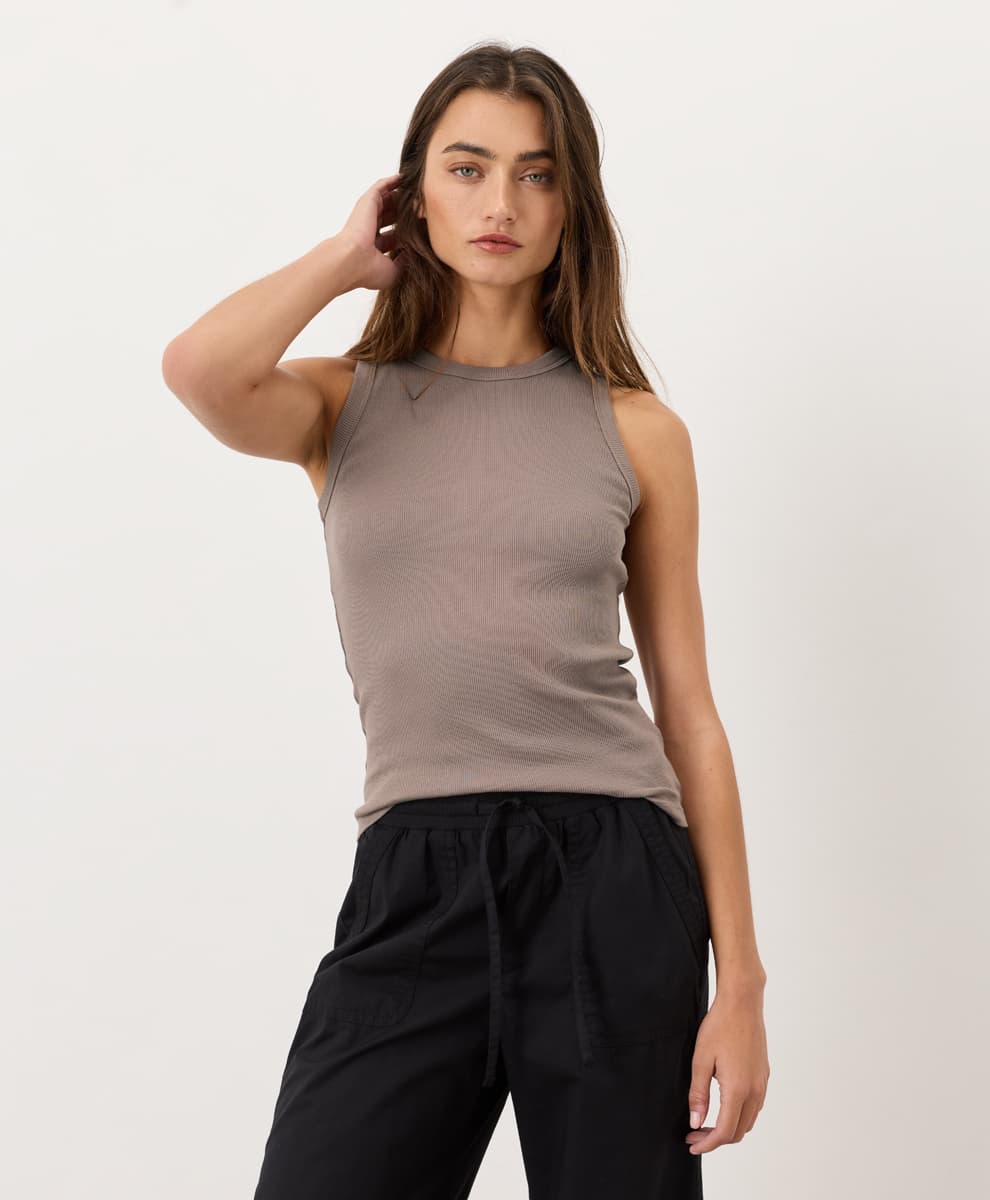 Women's Black Perfect Rib Tank thumbnail 3